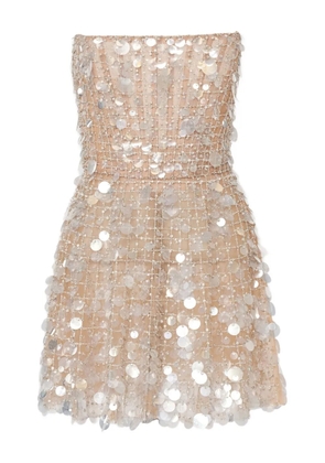 Carolina Herrera sequin-embellished bustier mini dress - Neutrals