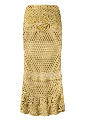 PINKO crochet-knit skirt - Yellow