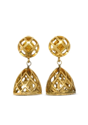 CHANEL Pre-Owned 1990-2000s birdcage clip-on earrings - Gold