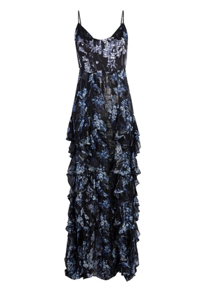Cinq A Sept Glenda floral-print ruffled gown - Black