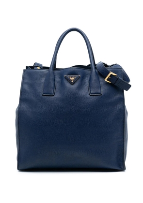 Prada Pre-Owned 2021-2025 Vitello Daino Open Convertible Tote satchel - Blue