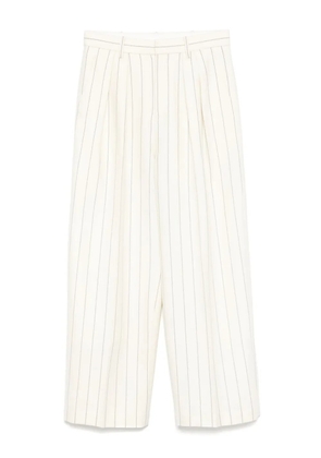 LESS striped straight leg pants - White