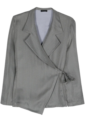Emporio Armani patterned-jacquard wrap blazer - Grey