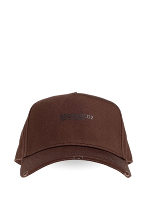 DSQUARED2 distressed logo-print baseball cap - Brown