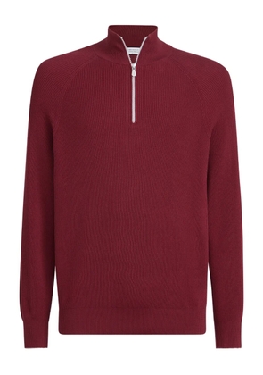 Brunello Cucinelli rib half zip jumper - Red