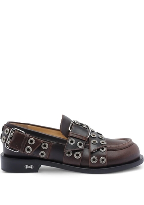 MACH & MACH buckle-detail eyelet loafers - Brown
