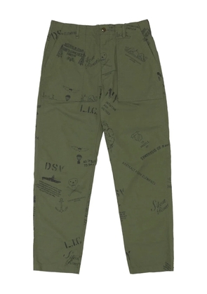 Engineered Garments Fatigue graffiti-print trousers - Green