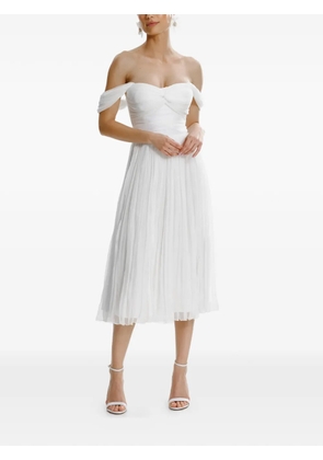 FRAMBOISE off-shoulder pleated midi dress - White