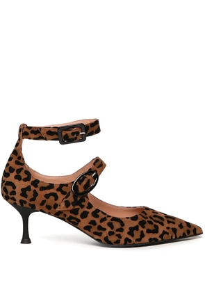 Giuliano Galiano leopard-print buckle pumps - Brown