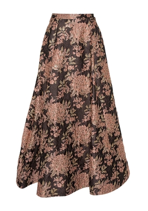 alice + olivia pre-owned floral-jacquard skirt - Brown