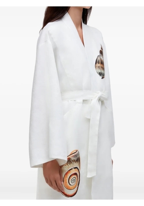 Osklen Concha shell-print belted dress - White