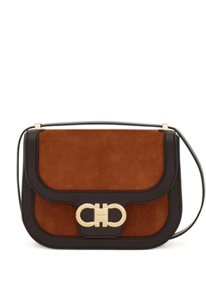 Ferragamo double-gancini cross body bag - Brown