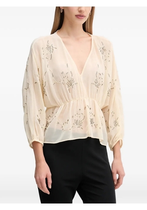 Hoss Intropia embellished-detail V-neck top - Neutrals