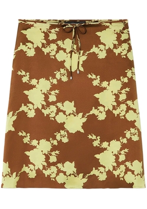 Versace Wild Roses satin midi skirt - Brown