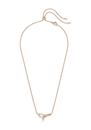 Swarovski Constella rose-gold pearl-drop necklace - Pink