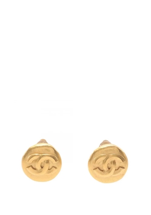 CHANEL Pre-Owned 1996 CC Gold Plated Button Clip On Earrings costume earrings