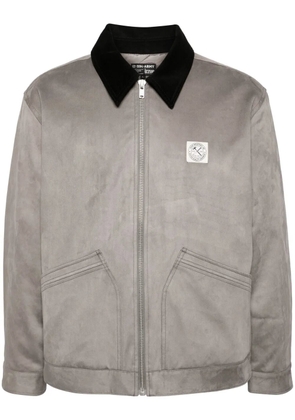 izzue logo-patch bomber jacket - Grey