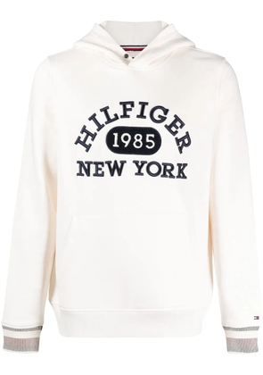 Tommy Hilfiger embroidered-logo cotton hoodie - Neutrals