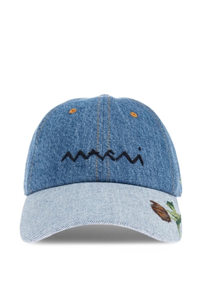 Marni embroidered denim cap - Blue
