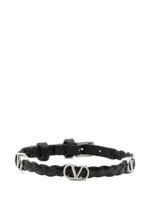Valentino Garavani braided vlogo leather bracelet - Black