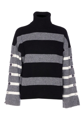 LIU JO striped button-cuff sweater - Grey
