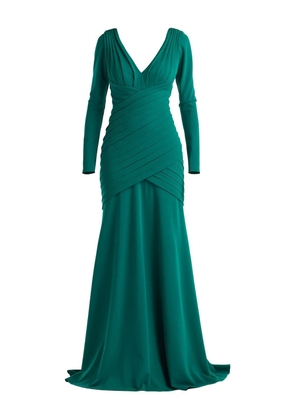 Tadashi Shoji pleated long-sleeve maxi dress - Green