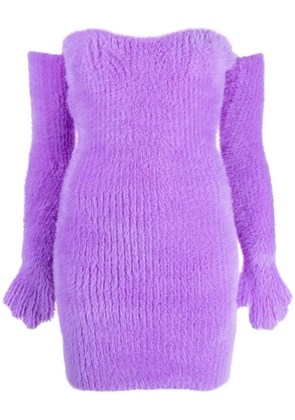Off-White Fuzzy Gloves off-shoulder minidress - Purple