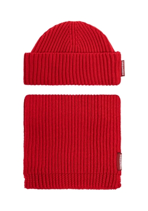 DSQUARED2 ribbed beanie and scarf set