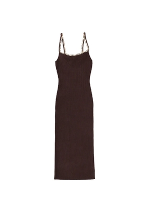 Michael Michael Kors chain-trim ribbed midi dress - Brown
