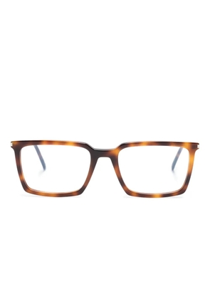 Saint Laurent Eyewear logo-engraved rectangle-frame glasses - Brown