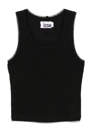 izzue embroidered tank top - Black