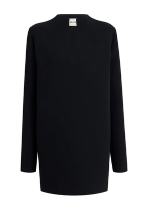 KHAITE long-sleeve keyhole mini dress - Black