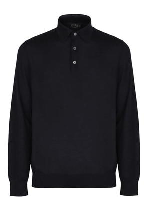 Zegna ribbed long-sleeve polo shirt - Blue