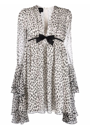 Giambattista Valli dalmatian-print silk dress - White