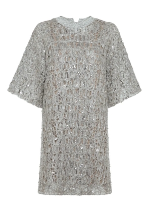 Brunello Cucinelli sequinned embroidered mini dress - Grey