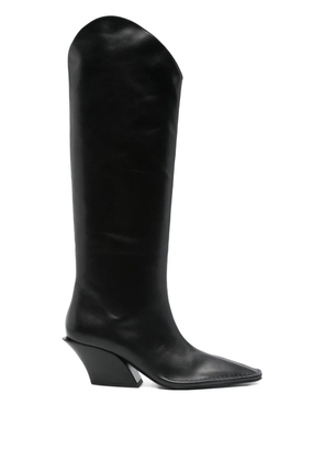 Mugler 80mm pointed-toe calf leather boots - Black