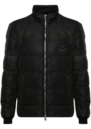 ETRO Pegaso-embroidered puffer jacket - Black