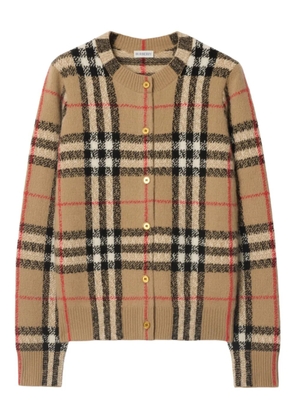 Burberry check-pattern cashmere cardigan - Brown