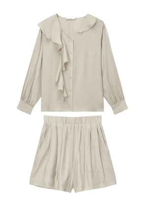 b+ab ruffle-detail blouse and shorts set - Neutrals