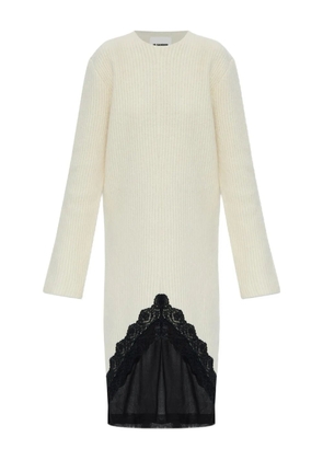 Jil Sander lace-panel midi dress - Neutrals