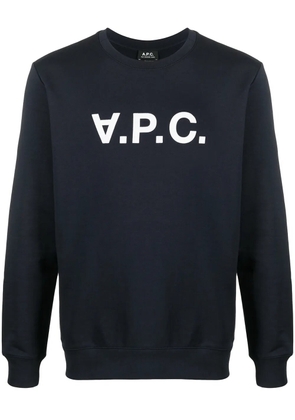 A.P.C. logo-print round neck sweatshirt - Blue