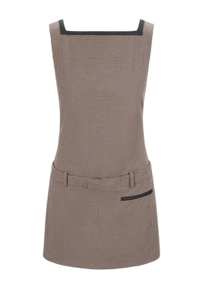 STAUD check-pattern welt-pocket mini dress - Brown