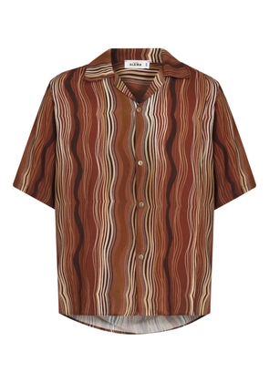 Amir Slama wave-pattern short-sleeved shirt - Brown