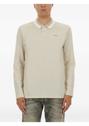 BOSS long sleeve pique polo shirt - Neutrals