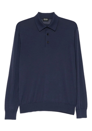 Zegna long-sleeved polo shirt - Blue