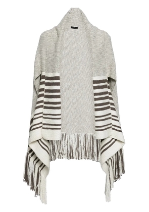 VOZ draped V-neck cotton cape - White