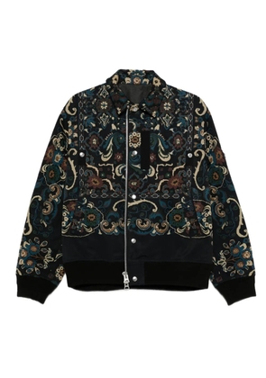sacai paisley-print zip-front jacket - Black