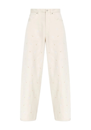 Marni embroidered wide-leg jeans - White