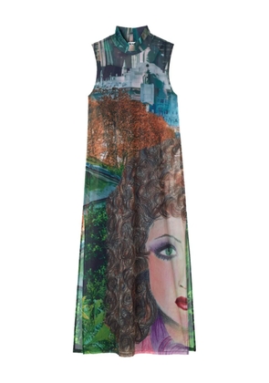 Sunnei Veronique-print midi dress - Blue
