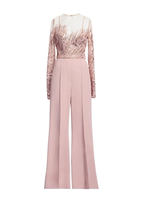 Elie Saab sequin-embellished tulle embroidered jumpsuit - Pink
